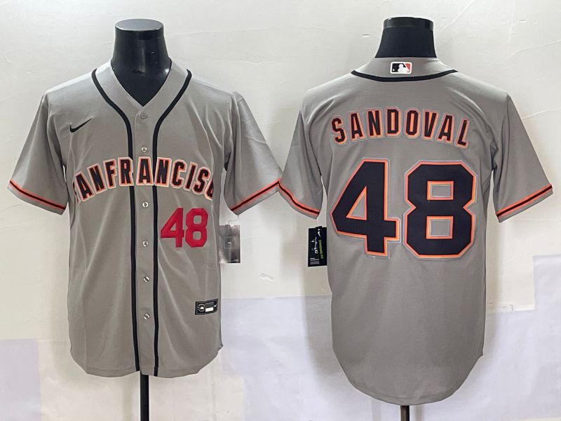 Men 2025 San Francisco Giants 48 Sandoval Grey Game Nike MLB Jersey style 2
